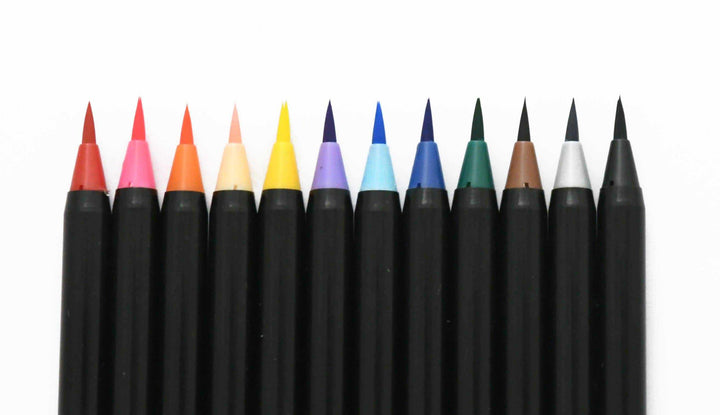 “Fudehime” Calligraphy Brush Pens - Set of 12