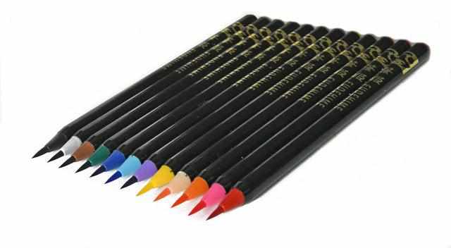“Fudehime” Calligraphy Brush Pens - Set of 12