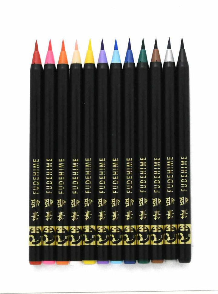 “Fudehime” Calligraphy Brush Pens - Set of 12