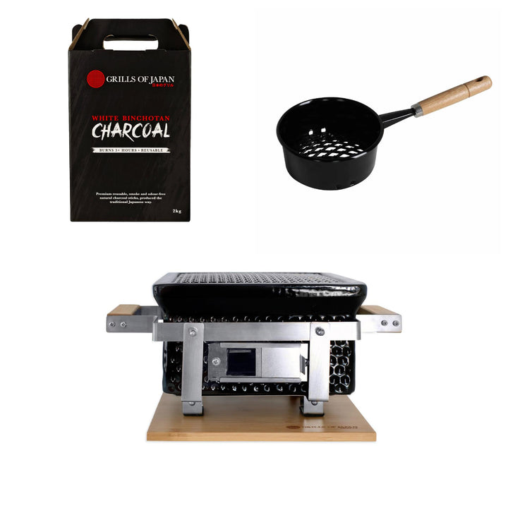 GOJ Compact Shichirin Grill Charcoal Starter Combo - Kuro