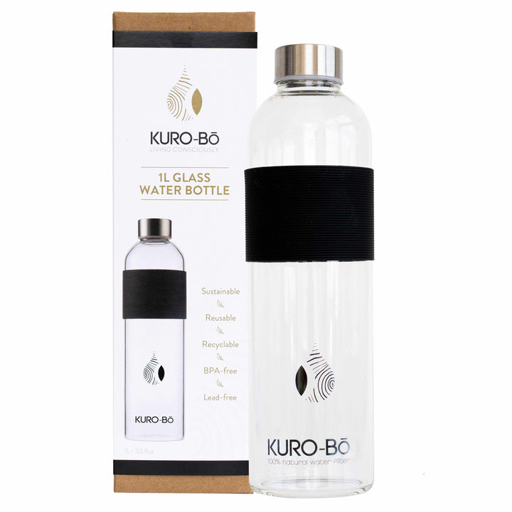KURO-Bō Gō-Ecō Glass Water Bottle (1L)