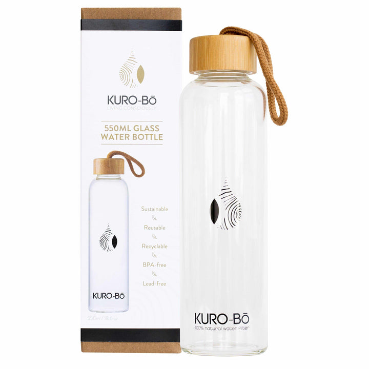 KURO-Bō Gō-Ecō Glass Water Bottle (550ml)