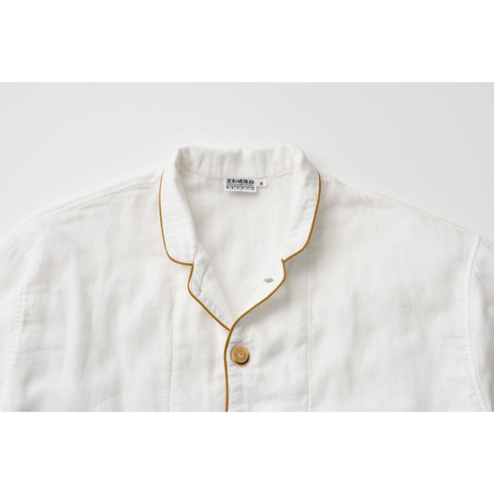 2 Layered Gauze Pyjama Set - White/Marigold (SS/S/M/L/LL)