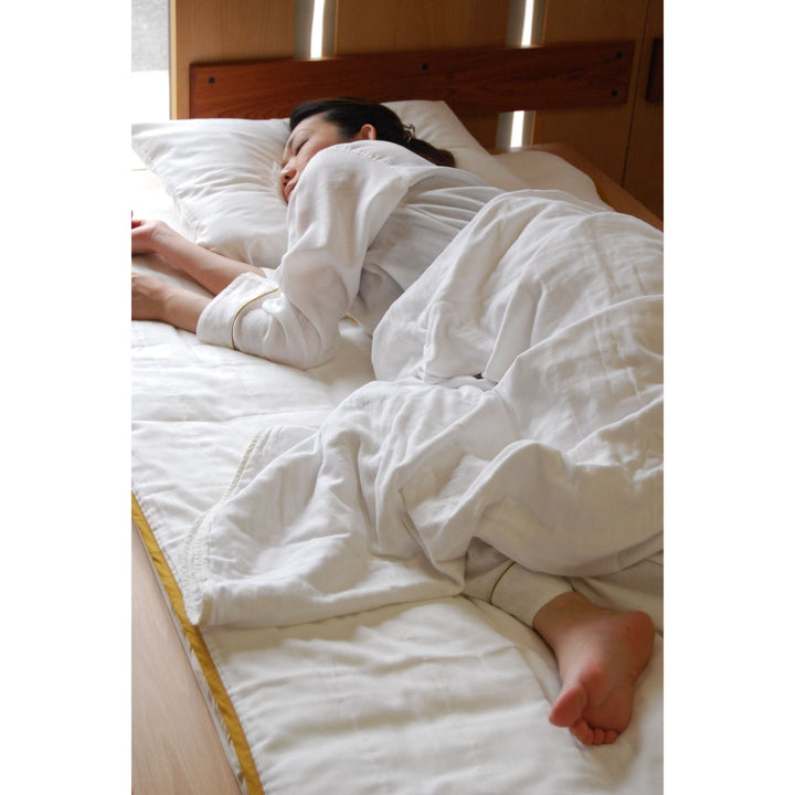 2 Layered Gauze Pyjama Set - White/Grey (SS/S/M/L/LL)