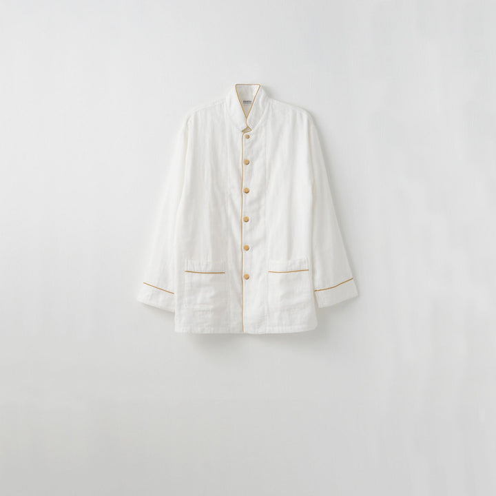 2 Layered Gauze Pyjama Set - White/Marigold (SS/S/M/L/LL)