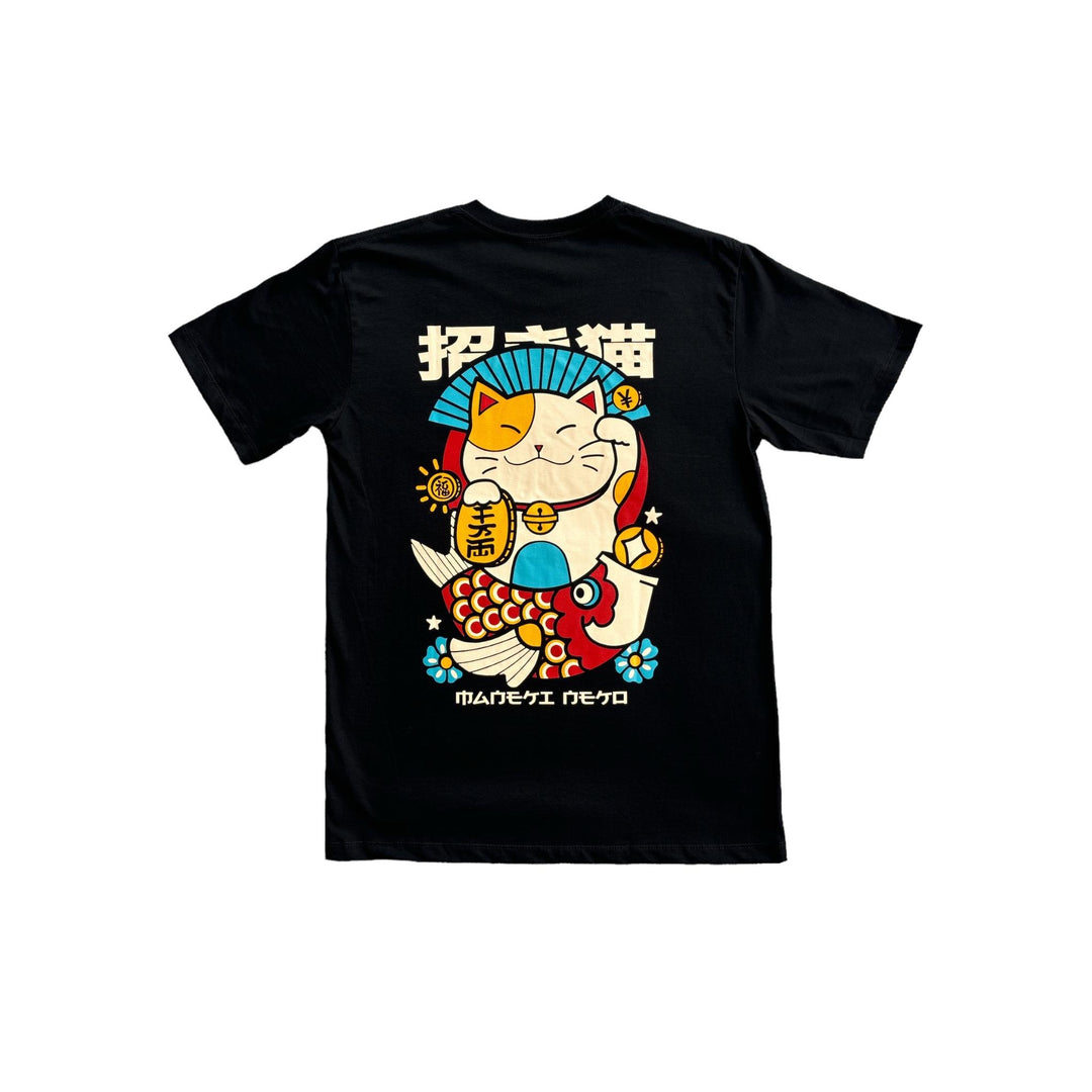 100% Cotton T-Shirt - Maneki-Neko Blue