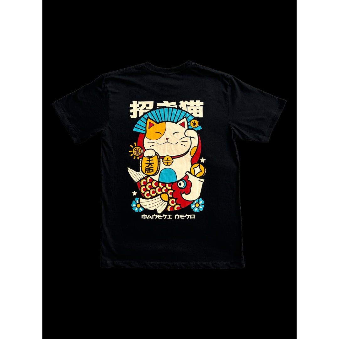 100% Cotton T-Shirt - Maneki-Neko Blue