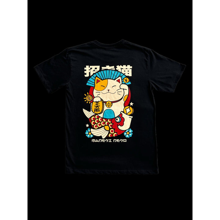 100% Cotton T-Shirt - Maneki-Neko Blue