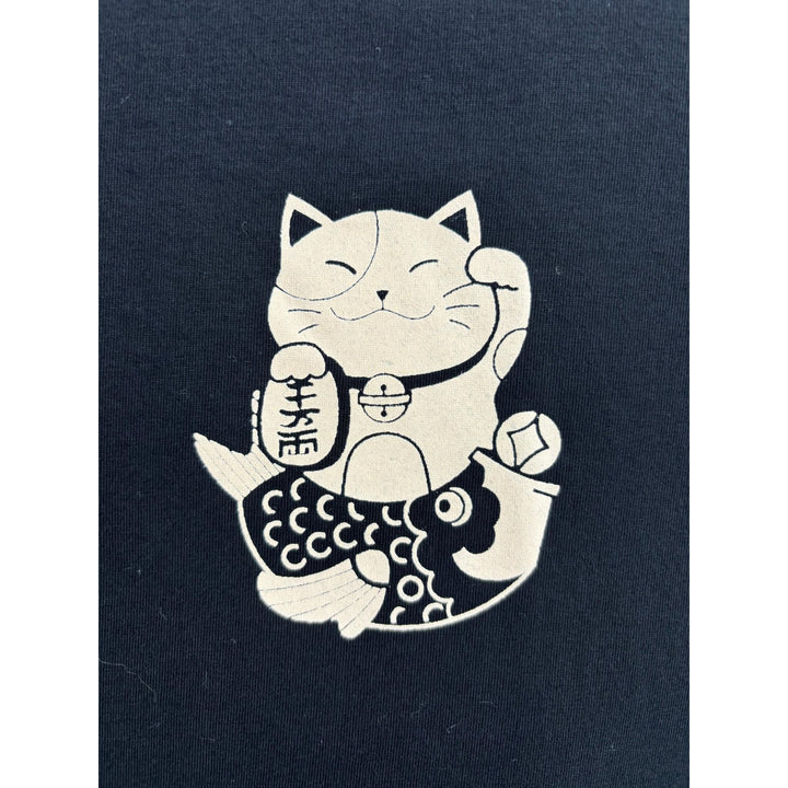 100% Cotton T-Shirt - Maneki-Neko Blue