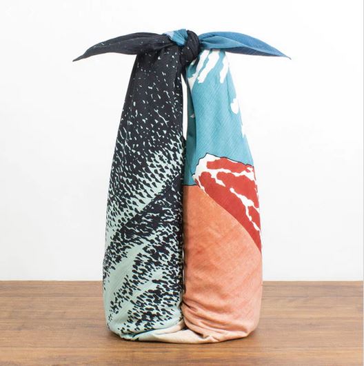 Furoshiki - Organic Cotton Red Blue Square 100cm