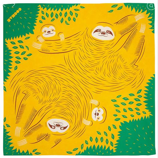 Furoshiki - Aquadrop Sloth Yellow 70cm