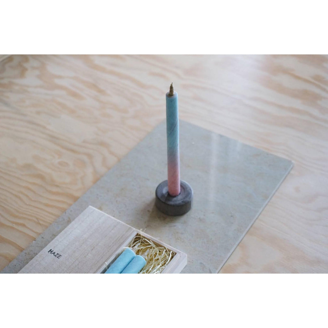 3 Long HAZE Candles & Stand in a Wooden Gift Box - "See You Tomorrow"
