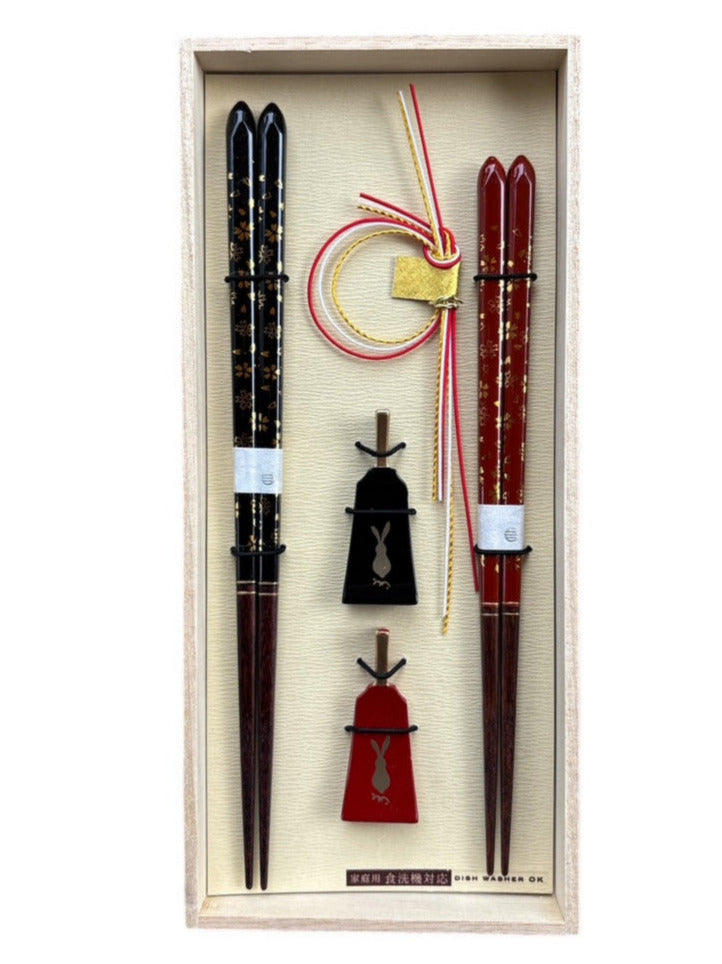 Kawai Chopsticks Gift Set - Hanakagari x Hagoita Usagi
