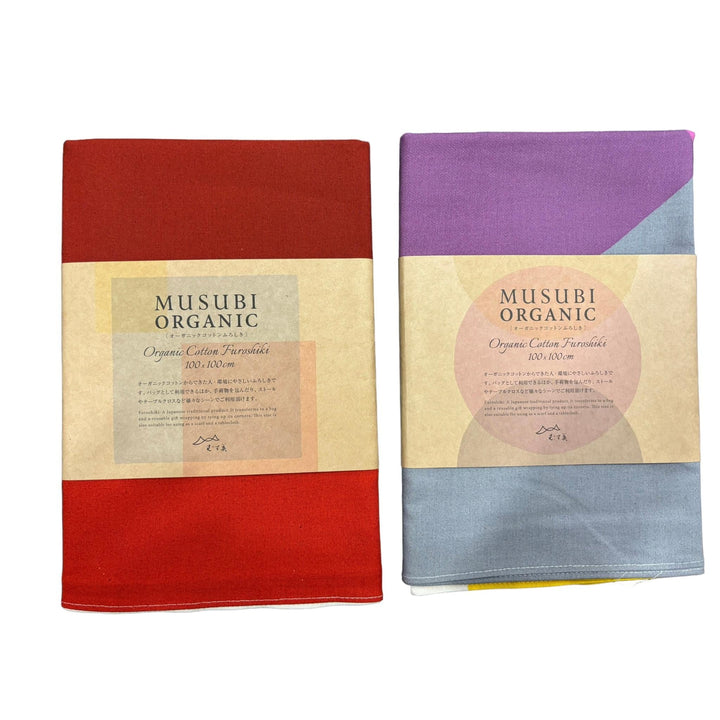 Furoshiki - Organic Cotton Red Blue Square 100cm
