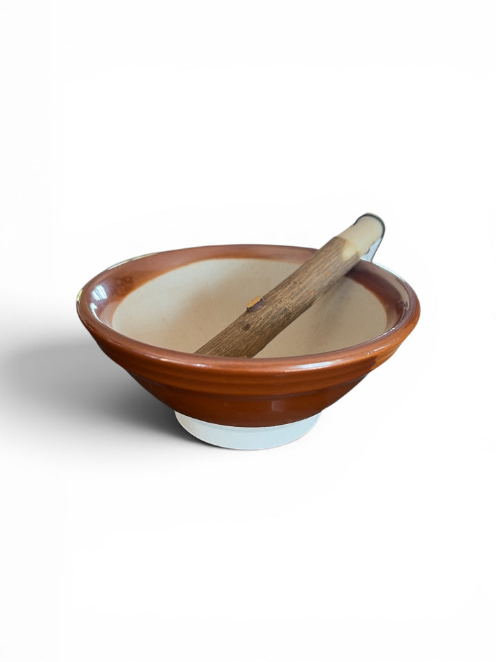 Dachi-Yaki Suribachi & Sansho Wood Surikogi - 14cm