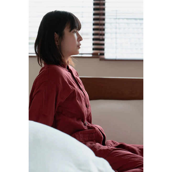 * PRE-ORDER * 3 Layered Gauze Pyjama Set - Brick Red (SS/S/M/L/LL)