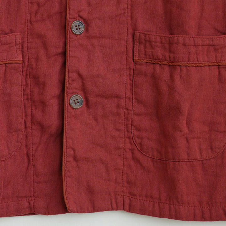 * PRE-ORDER * 3 Layered Gauze Pyjama Set - Brick Red (SS/S/M/L/LL)