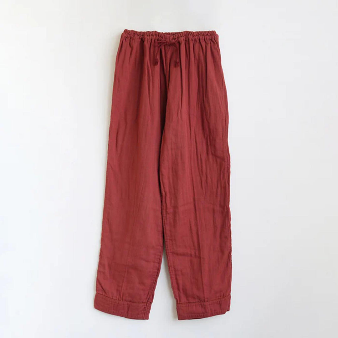 * PRE-ORDER * 3 Layered Gauze Pyjama Set - Brick Red (SS/S/M/L/LL)