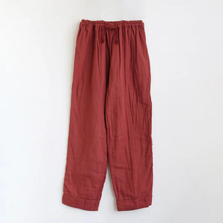 * PRE-ORDER * 3 Layered Gauze Pyjama Set - Brick Red (SS/S/M/L/LL)
