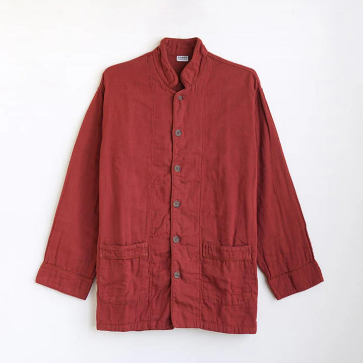 * PRE-ORDER * 3 Layered Gauze Pyjama Set - Brick Red (SS/S/M/L/LL)