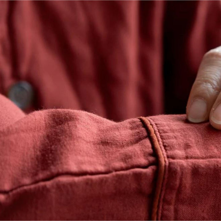 * PRE-ORDER * 3 Layered Gauze Pyjama Set - Brick Red (SS/S/M/L/LL)