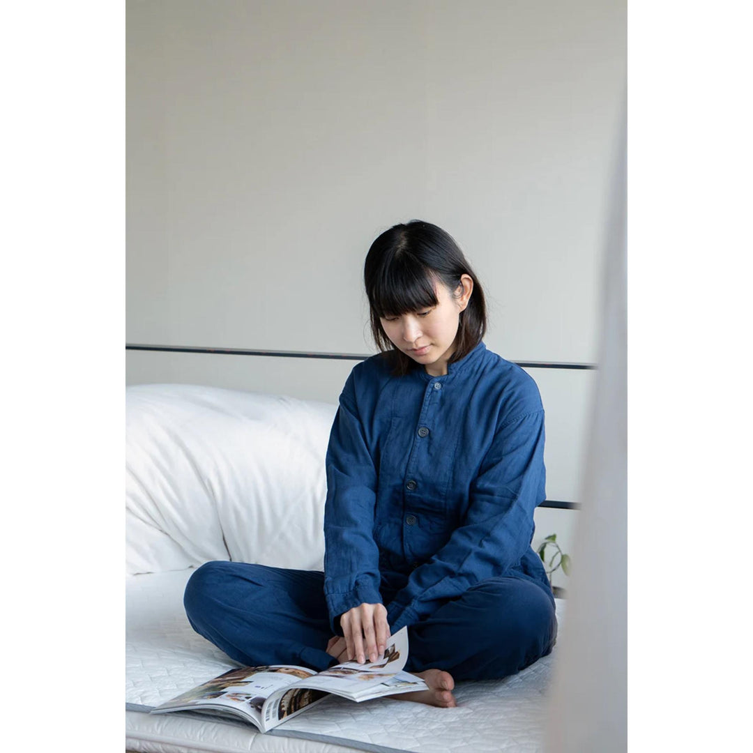 * PRE-ORDER * 3 Layered Gauze Pyjama Set - Dark Indigo (SS/S/M/L/LL)