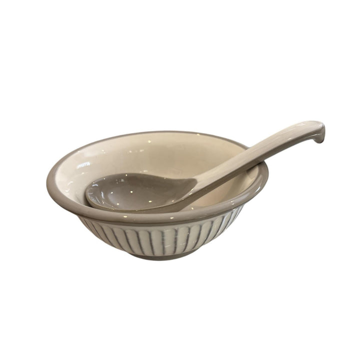 GINPO Kikka Rice Bowl & Spoon Set (White)