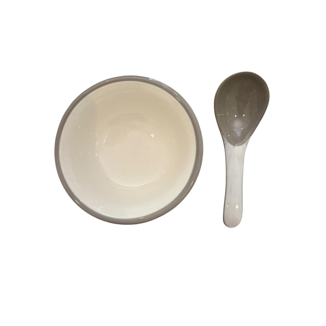 GINPO Kikka Rice Bowl & Spoon Set (White)