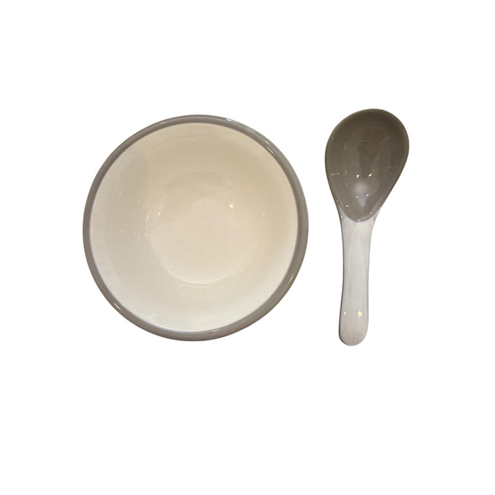 GINPO Kikka Rice Bowl & Spoon Set (White)