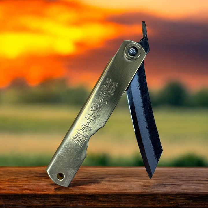 Hammer forged Higonokami - Brass Pocket Knife