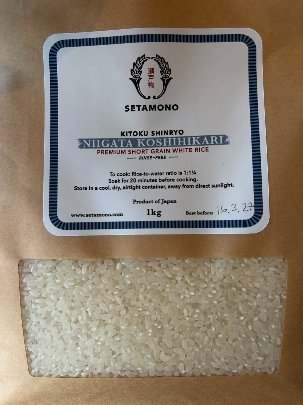 Niigata Koshihikari Short-Grain White Rice - 1kg – Setamono Japanese ...