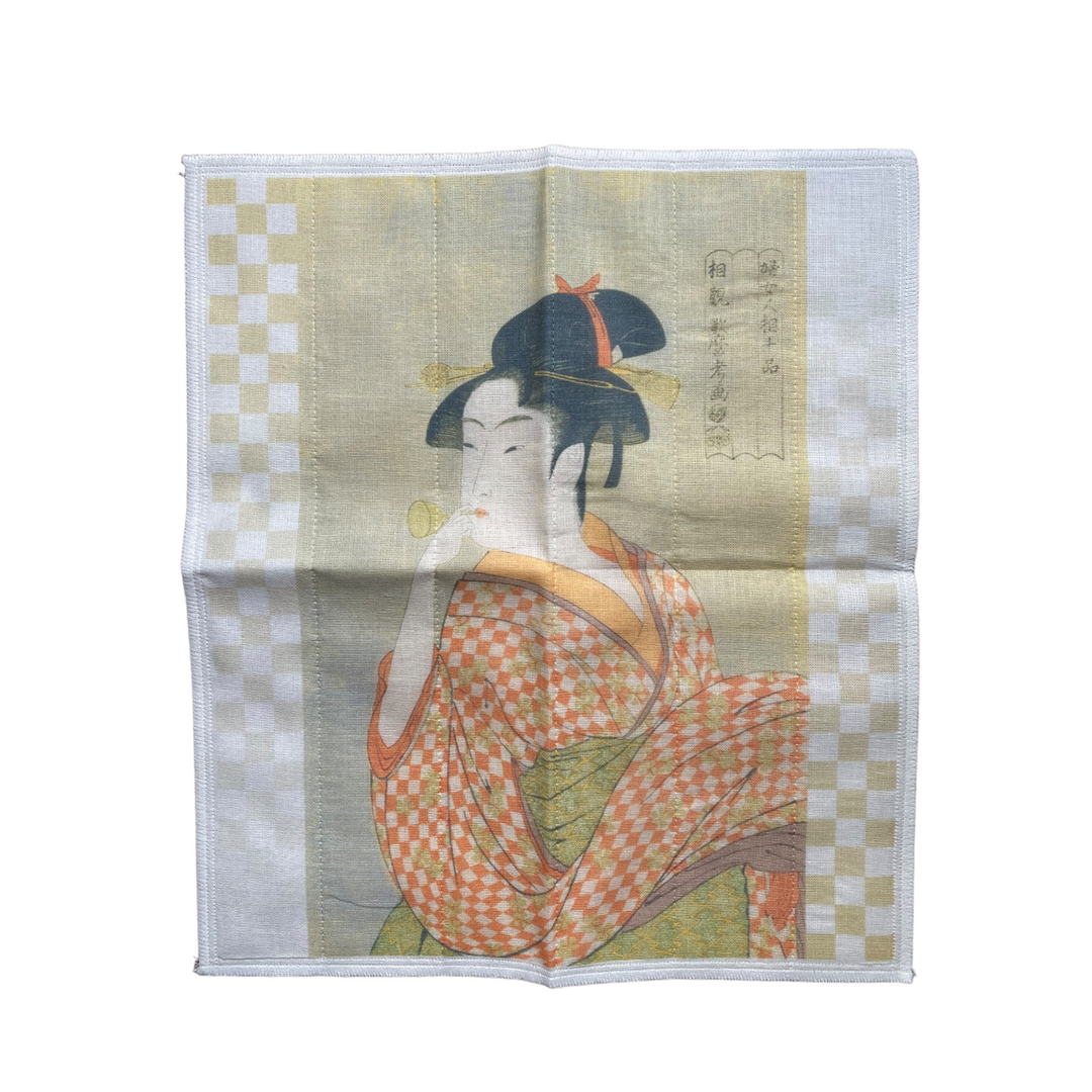 Printed Dishcloth - Ukiyoe Women in Kimono by Utamaro
