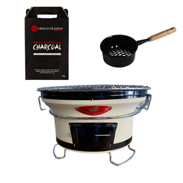 S13 Hibachi Grill + Charcoal Starter Pot + 2kg Binchotan Charcoal (1kg FREE)