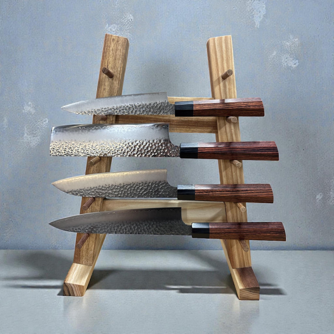 Seki Kanetsugu Heptagon Wood 4-Piece Knife Set (No Stand)