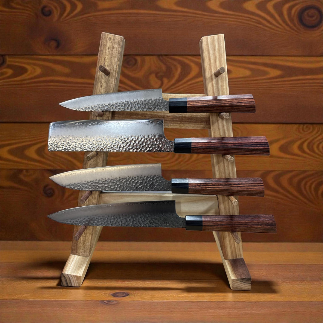 Seki Kanetsugu Heptagon Wood 4-Piece Knife Set (No Stand)