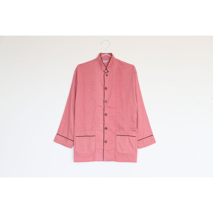 Herbal-dyed 2 Layered Gauze Pyjama Set - Coral Pink (SS/S/M/L/LL)
