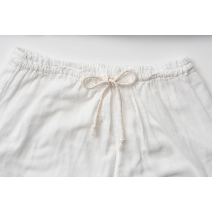 2 Layered Gauze Pyjama Set - White/Marigold (SS/S/M/L/LL)