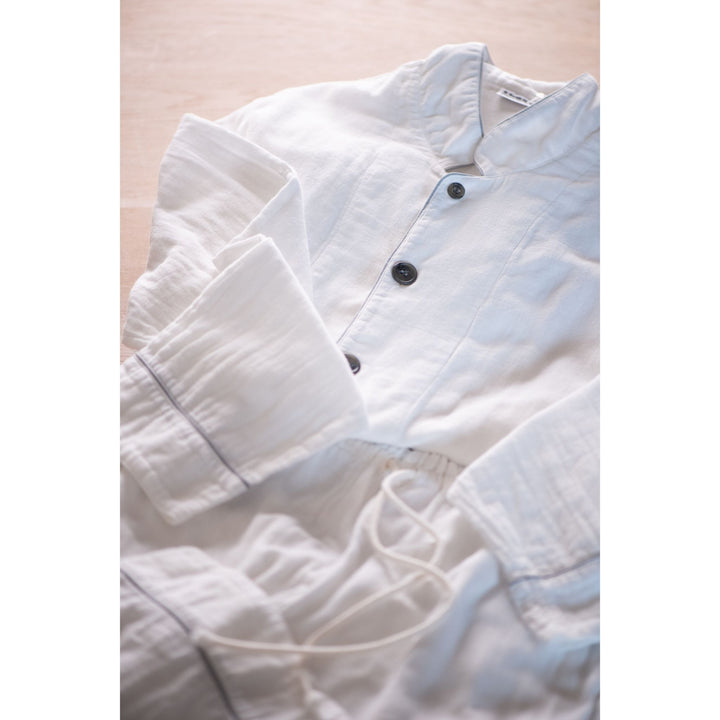 3 Layered Gauze Pyjama Set - White/Grey (SS/S/M/L/LL)