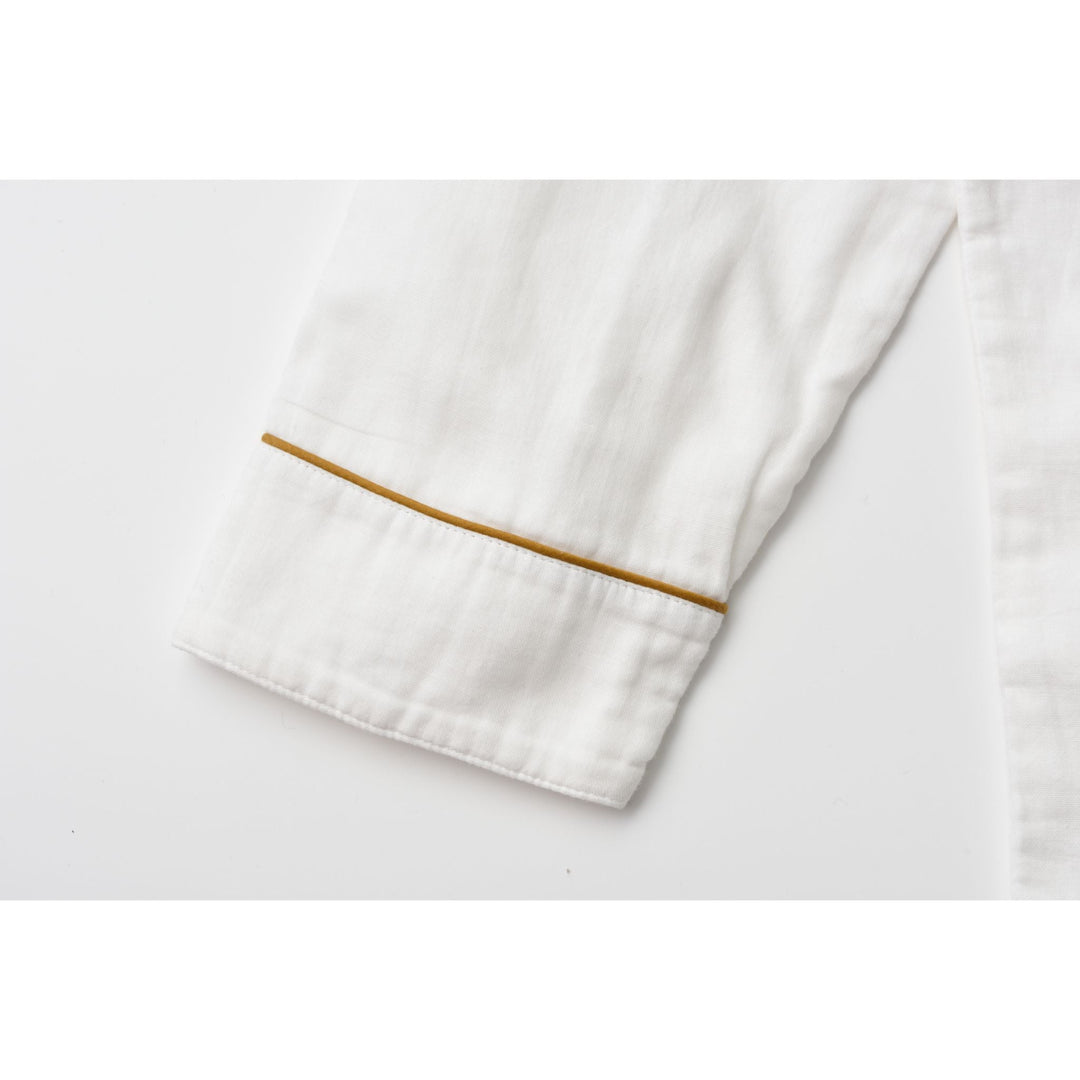 3 Layered Gauze Pyjama Set - White/Marigold (SS/S/M/L/LL)