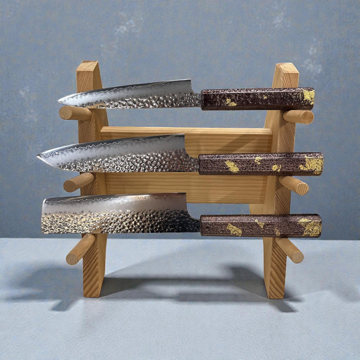 Seki Kanetsugu SHIUN 3-Piece Knife Set - Gold Leaf (No Stand)