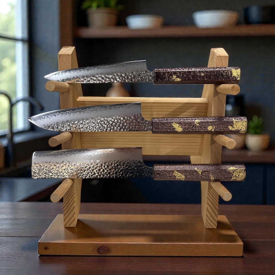 Seki Kanetsugu SHIUN 3-Piece Knife Set - Gold Leaf (No Stand)