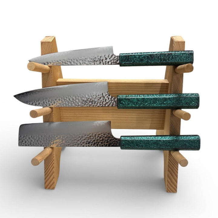 Seki Kanetsugu SHIUN 3-Piece Knife Set - Green (No Stand)