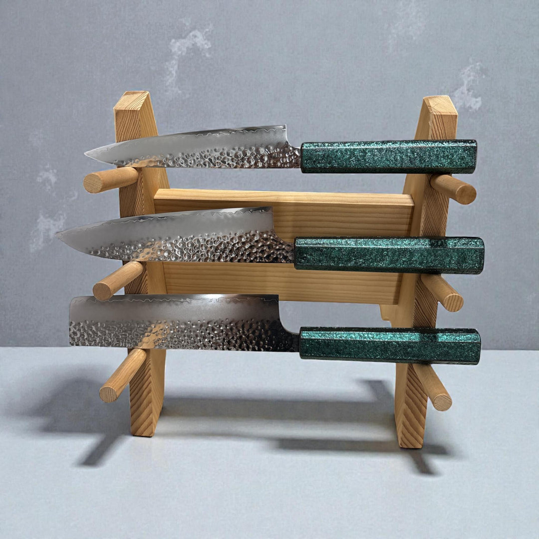 Seki Kanetsugu SHIUN 3-Piece Knife Set - Green (No Stand)