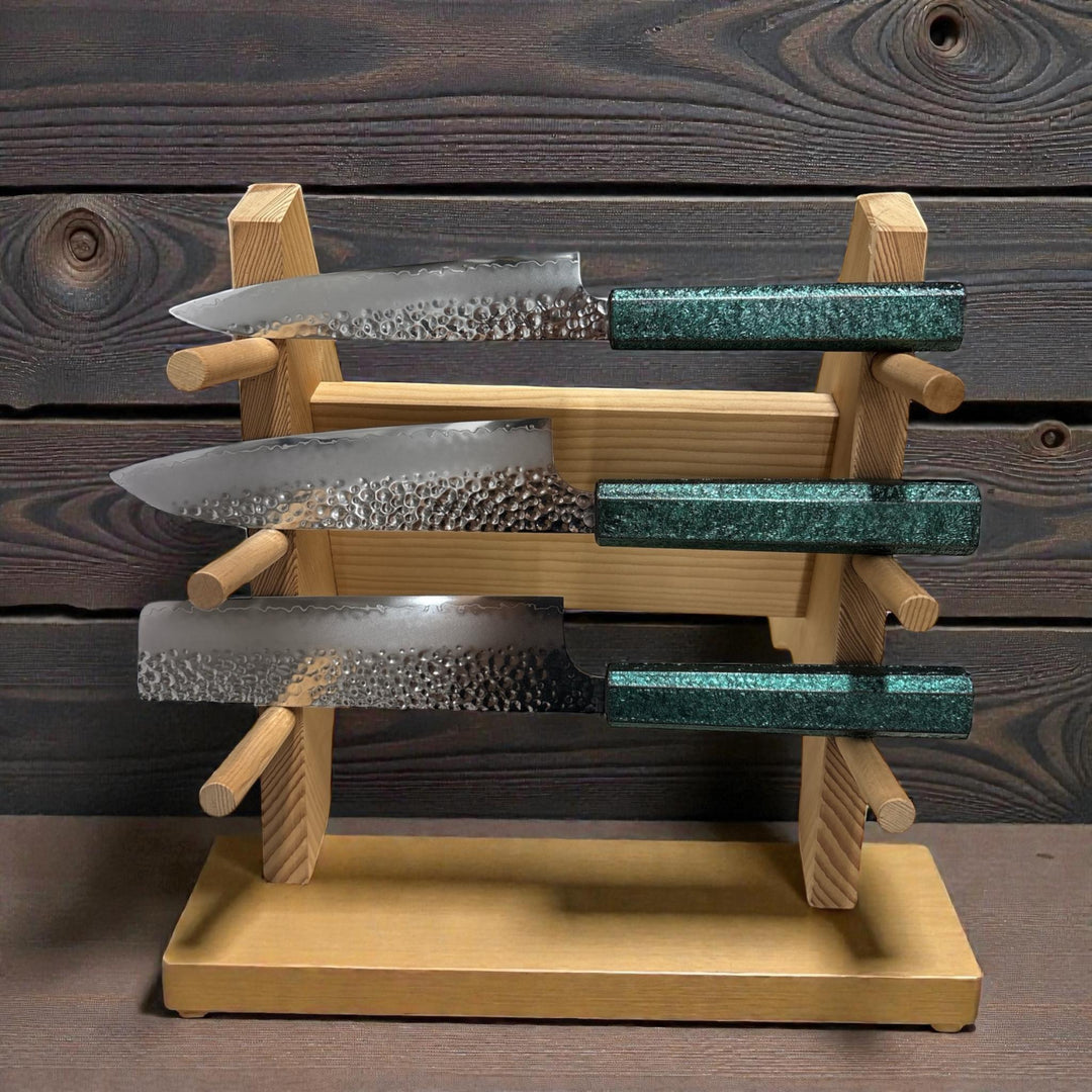 Seki Kanetsugu SHIUN 3-Piece Knife Set - Green (No Stand)