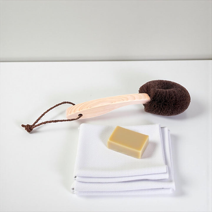 TAKADA Handmade Body Brush with Short Cypress Handle