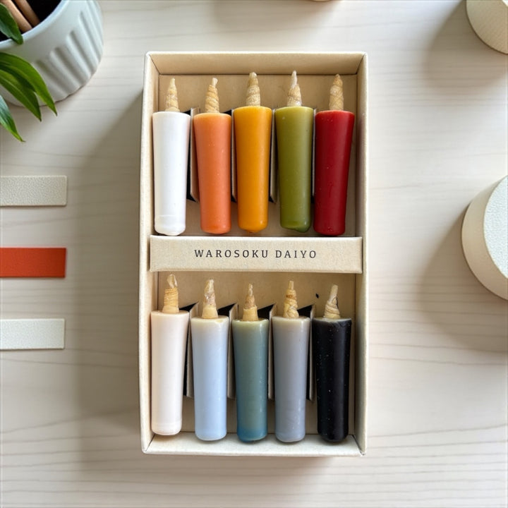 Daiyo Colourful Rice Wax Candles - Earth