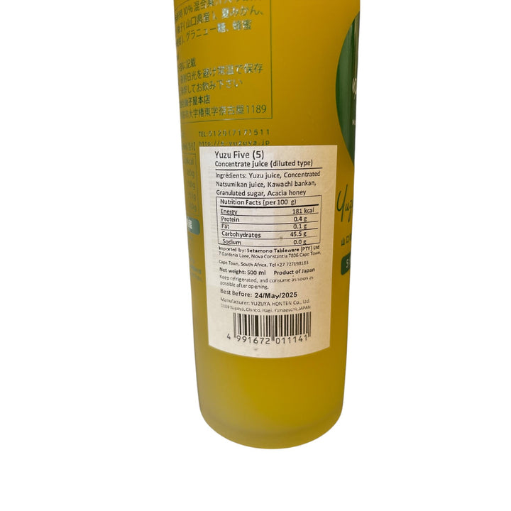 YUZUYA Yuzu 5 Citrus & Honey Cordial - 500ml