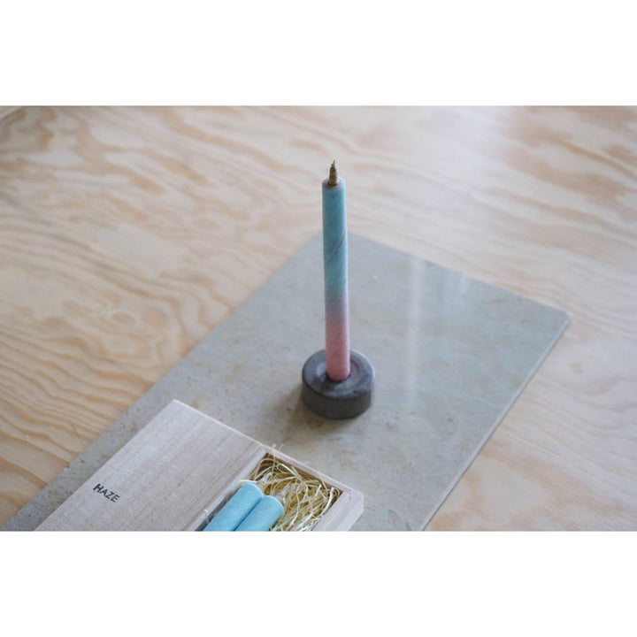 3 Long HAZE Candles & Stand in a Wooden Gift Box - "See You Tomorrow"