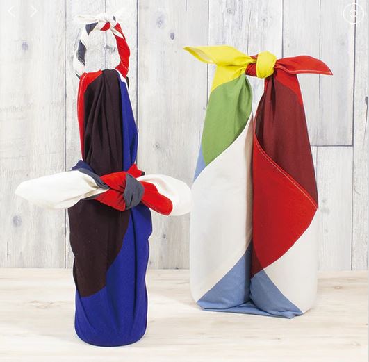 Furoshiki - Organic Cotton Red Blue Square 100cm